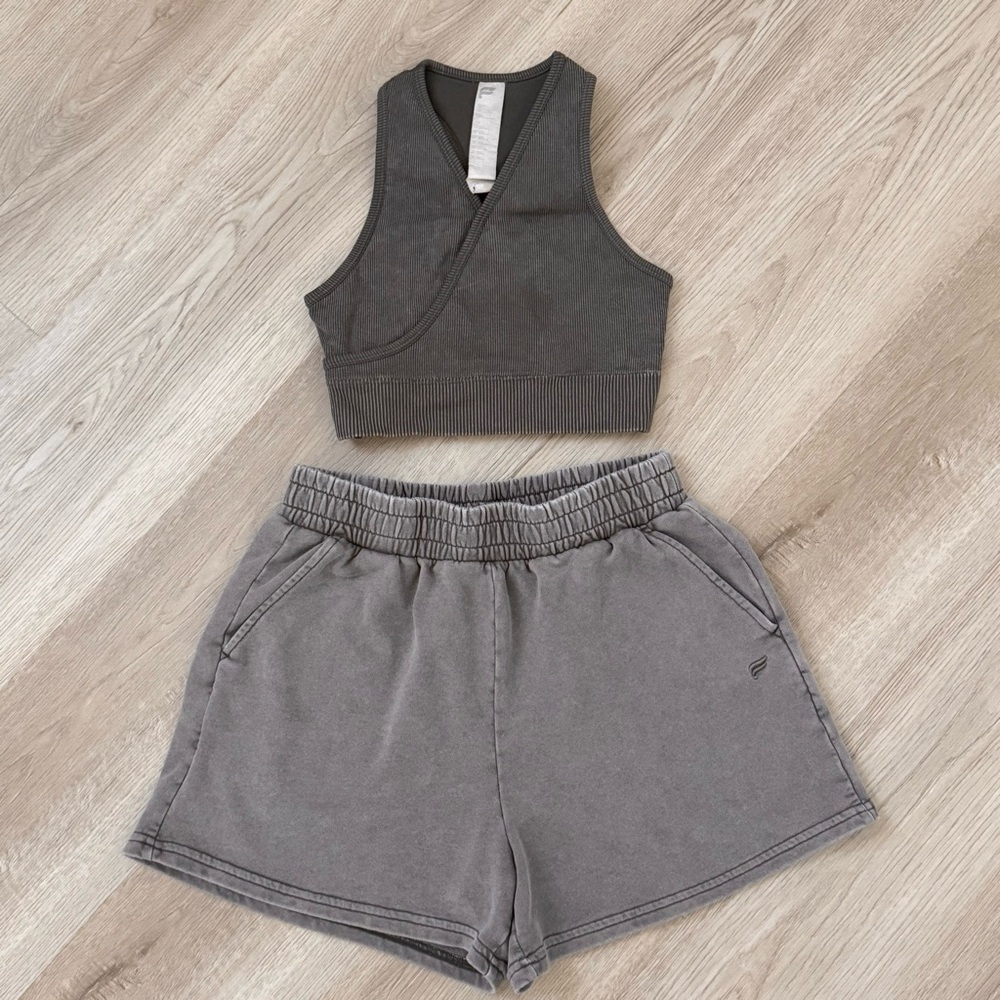 Fabletics Seamless Ribbed Bra + Lounge Shorts Set - image 3